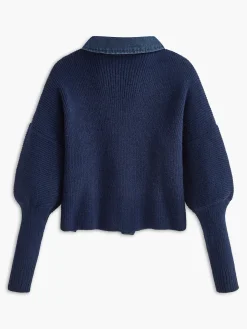 Panel Breasted Stretch Lapel Knit Top