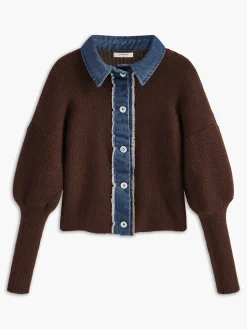 Panel Breasted Stretch Lapel Knit Top