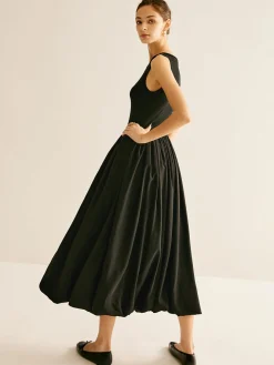 Panel Pleated Jersey Tank Dress