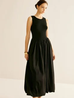 Panel Pleated Jersey Tank Dress