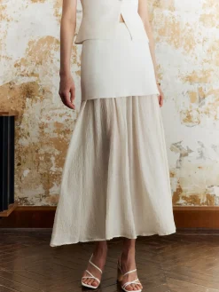Panel Pleated Maxi Skirt