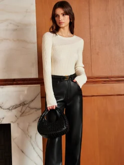 Panel Ribbed Slim Sweater