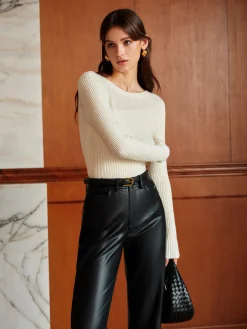 Panel Ribbed Slim Sweater