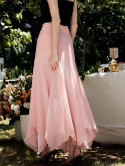 Paneled Pleated Maxi Skirt