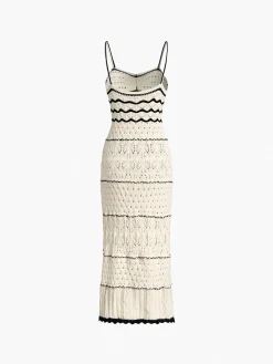 Paros Crochet Eyelet See Through Midi Dress