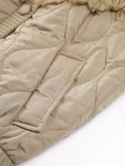 Patchwork Cable Knit Quilted Coat