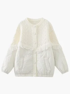 Patchwork Cable Knit Quilted Coat