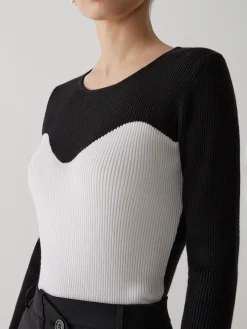 Patchwork Contrast Crew Neck Sweater