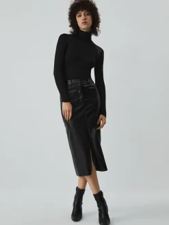 Patchwork Mesh Turtleneck Long Sleeve Bodysuit