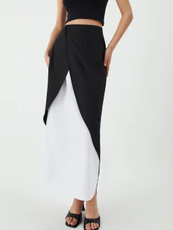 Patchwork Split Maxi Skirt