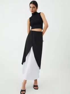 Patchwork Split Maxi Skirt