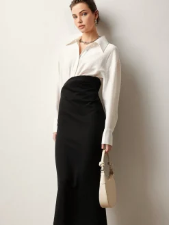Patchwork Split Polo Dress