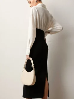 Patchwork Split Polo Dress