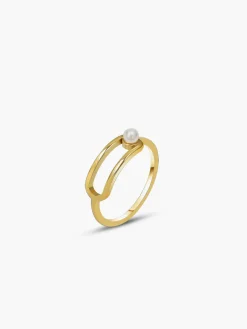1pc Golden Imitation Pearl Ring