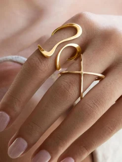 1pc Irregular Golden Whirl Open Ring