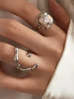 1pc Minimalist Full Moon Pearl Ring