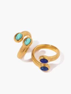 1pc Sapphire & Turquoise Snake Ring