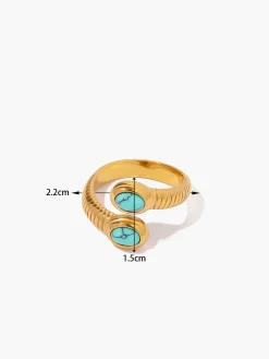 1pc Sapphire & Turquoise Snake Ring