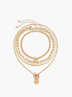 4pcs Chunky Stacking Pendant Necklace