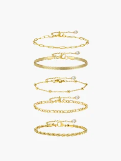 5pcs Geometric Golden Chain Bracelet