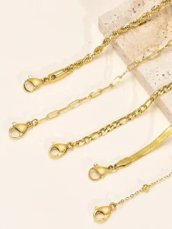 5pcs Geometric Golden Chain Bracelet