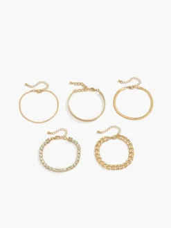 5pcs Rhinestone Snake Chain Bracelet