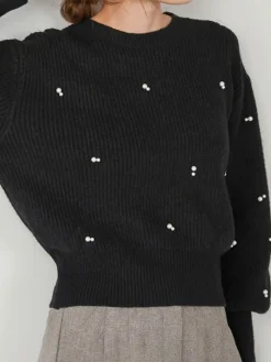 Pearl Beaded Cinched Sweater