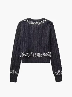 Pearl Beaded Long Sleeve Knit Top