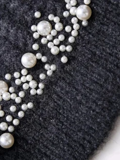 Pearl Beaded Long Sleeve Knit Top