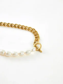 Pearl Chunky Chain Lariat Necklace