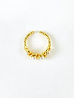 Pearl Decor Twist Open Ring