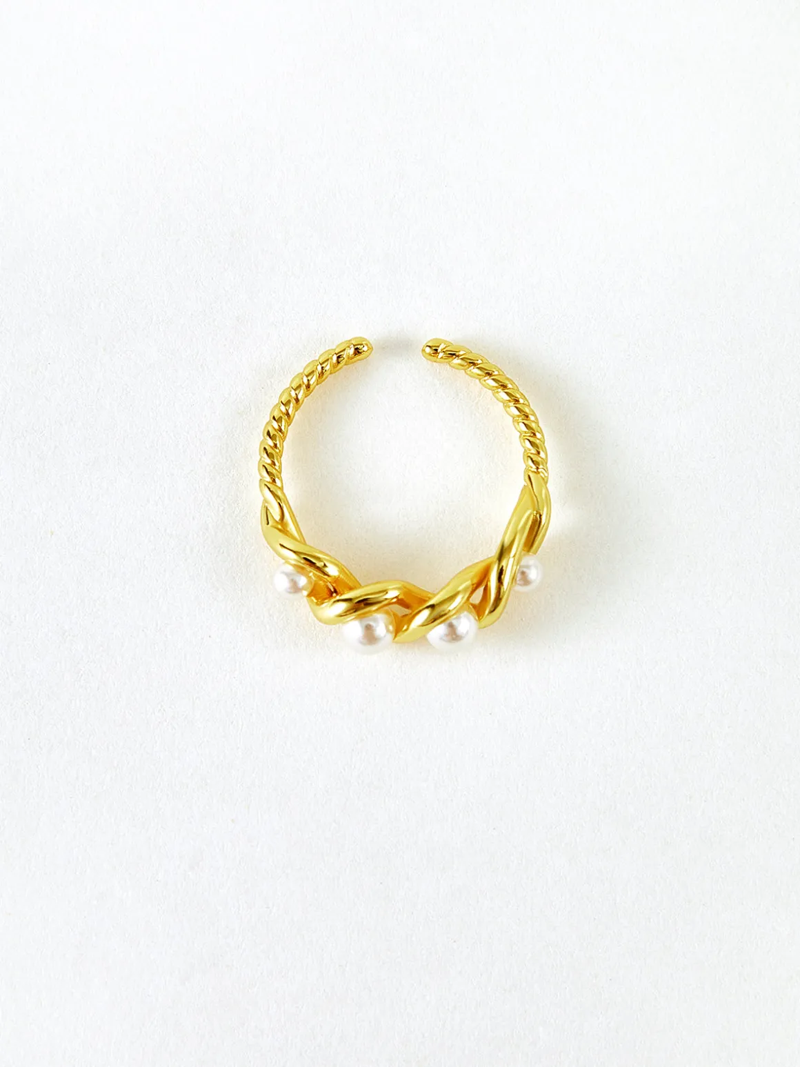 Pearl Decor Twist Open Ring