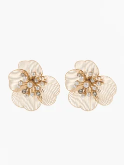 Pearl Etched Flower Earrings