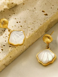 Pearl Seashell Golden Earrings