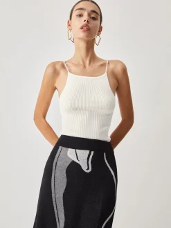 Pearl Strap Rib Cami Top