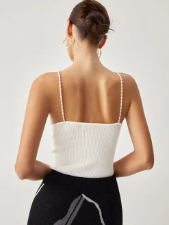 Pearl Strap Rib Cami Top