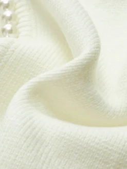 Pearl Trim Ripped Hem Cardigan