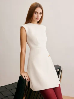 Pin-Detail Sleeveless Warm Dress