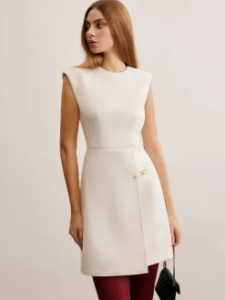 Pin-Detail Sleeveless Warm Dress
