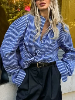 Pinstripe Breasted Loose Shirt