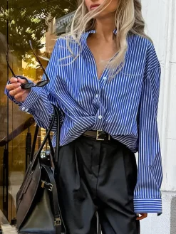 Pinstripe Breasted Loose Shirt
