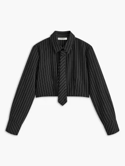 Pinstripe Crop Polo Shirt