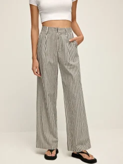 Pinstripe High-Waist Long Pants