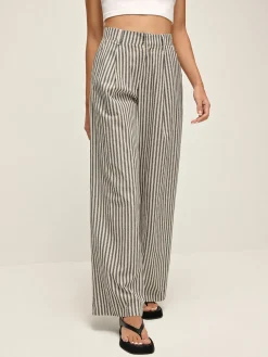 Pinstripe High-Waist Long Pants