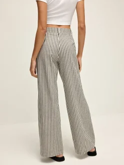 Pinstripe High-Waist Long Pants