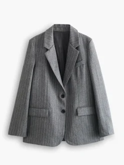 Pinstripe Lapel Blazer