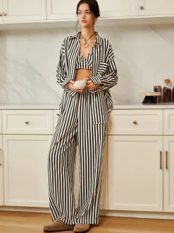 Pinstripe Pocket Three Piece Pants Set