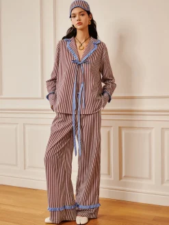 Pinstripe Ruffle Bow Pants