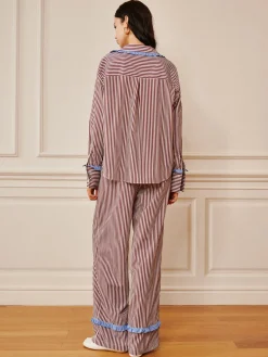 Pinstripe Ruffle Tie Front Shirt