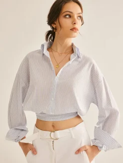 Pinstripe Semi-Sheer Polo Shirt